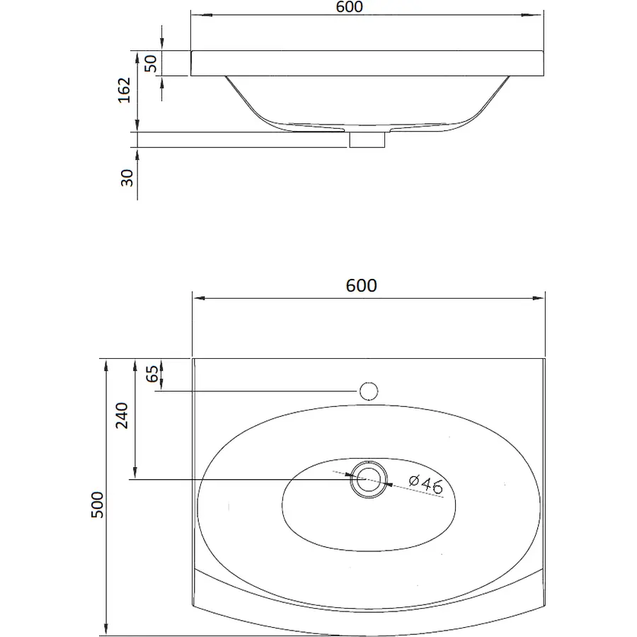 Умывальник врезной ADAMANT LOGAN 600х500 WHITE