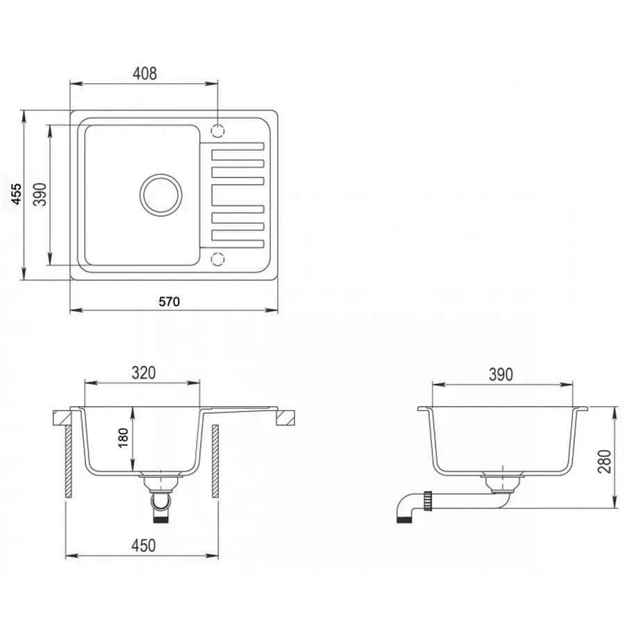 Гранітна кухонна мийка Adamant SMALL