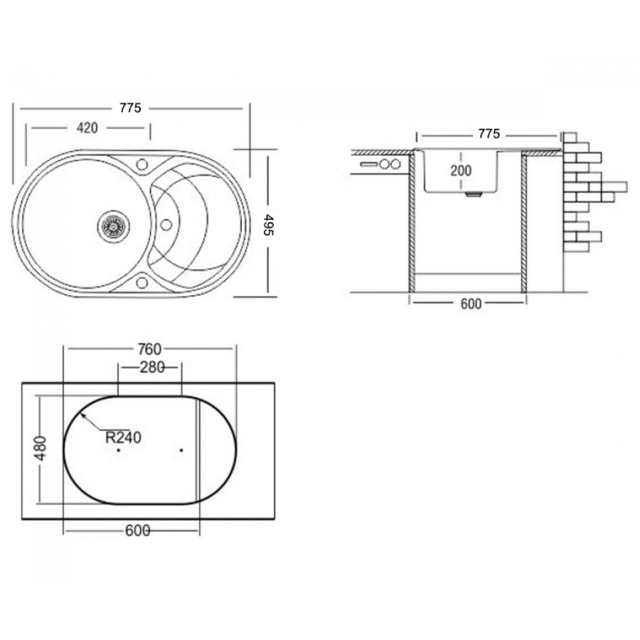 Гранитная кухонная мойка Adamant SHELL САХАРА-02