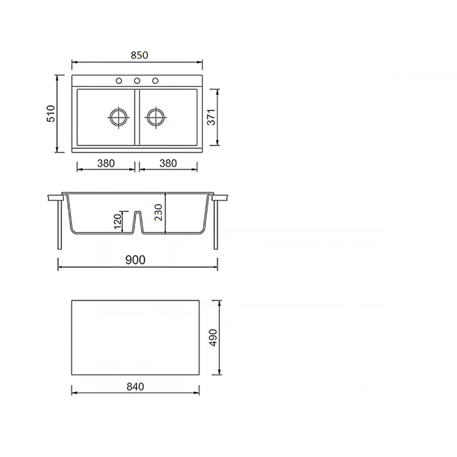 Гранітна кухонна мийка ADAMANT SIMILAR Графіт-13