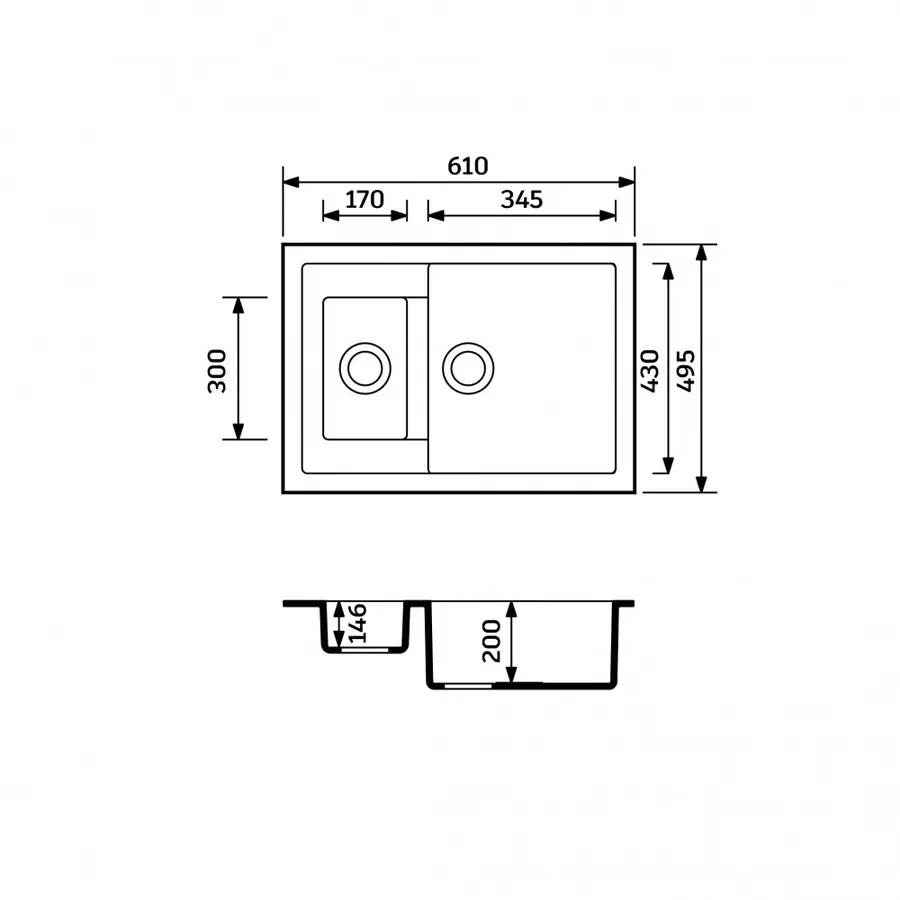 Гранітна плита, мийка Adamant DUPLEX Авена