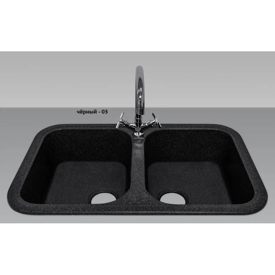 Гранітна мийка Adamant TWINS Чорний металік
