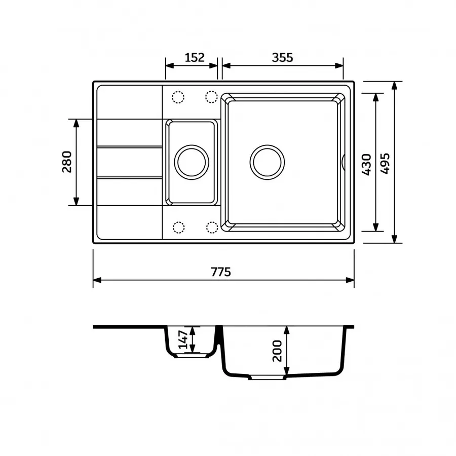 Гранітна плита, мийка Adamant ANILA PLUS Мокко