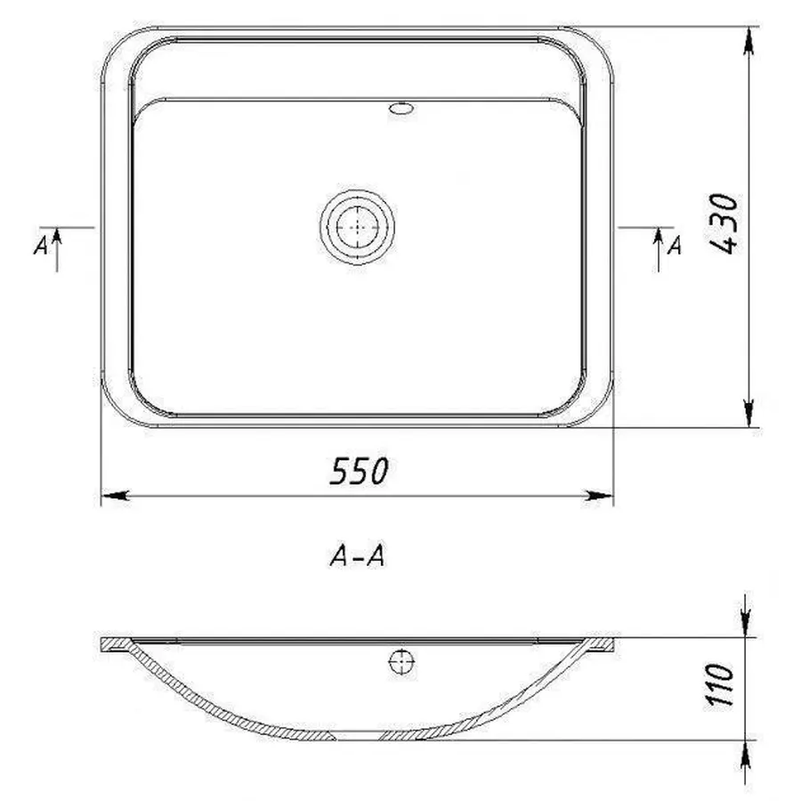 Умывальник врезной ADAMANT OPTION 550Х430 WHITE & BLACK (оригинальный)