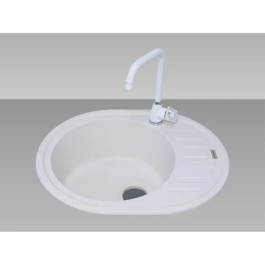 Гранітна кухонна мийка Adamant OVUM біла