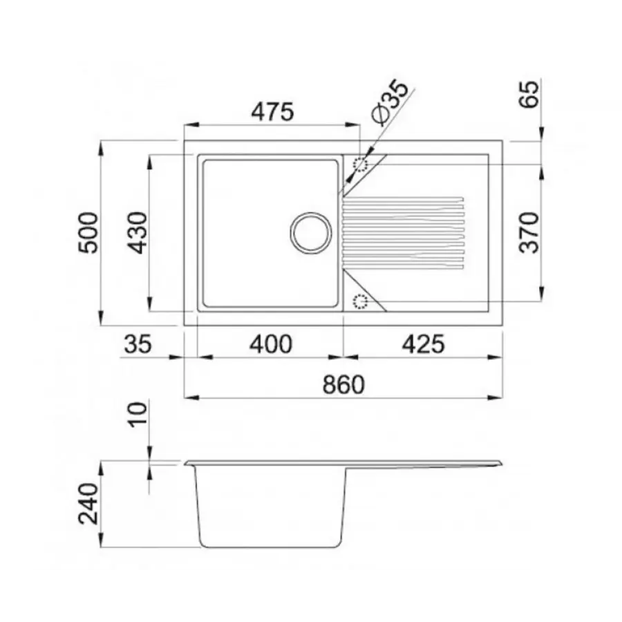 Гранітна кухонна мийка Adamant NOVAK ЧОРНИЙ-03