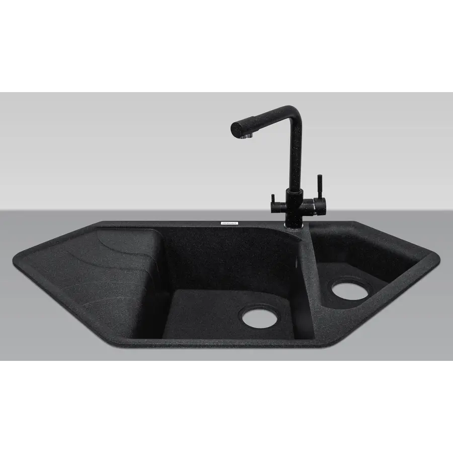 Гранітна кухонна мийка Adamant SPIRIT ЧОРНИЙ-03