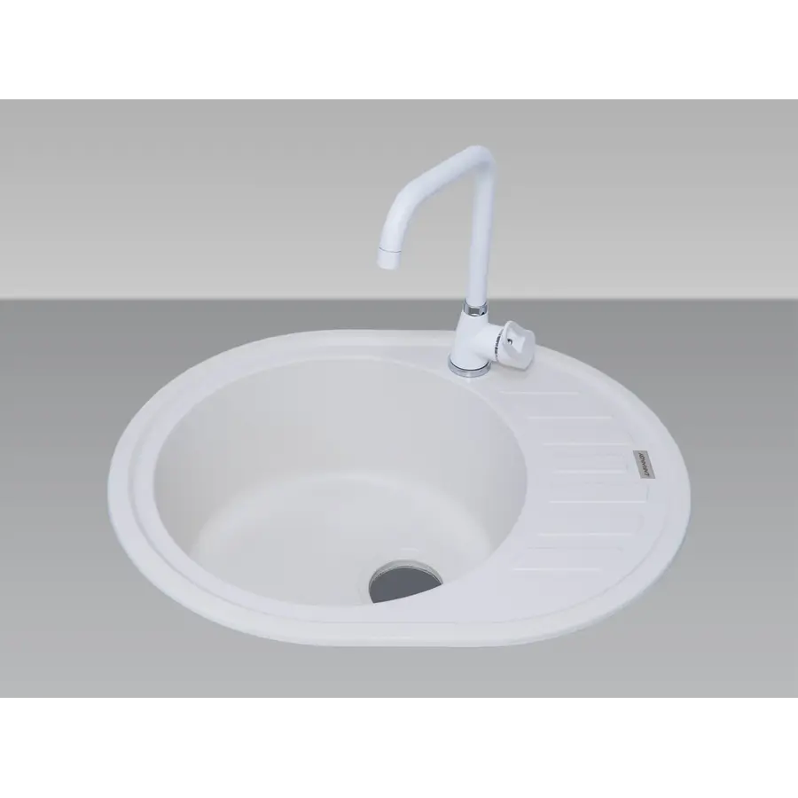 Гранітна кухонна мийка Adamant OVUM БІЛИЙ-01