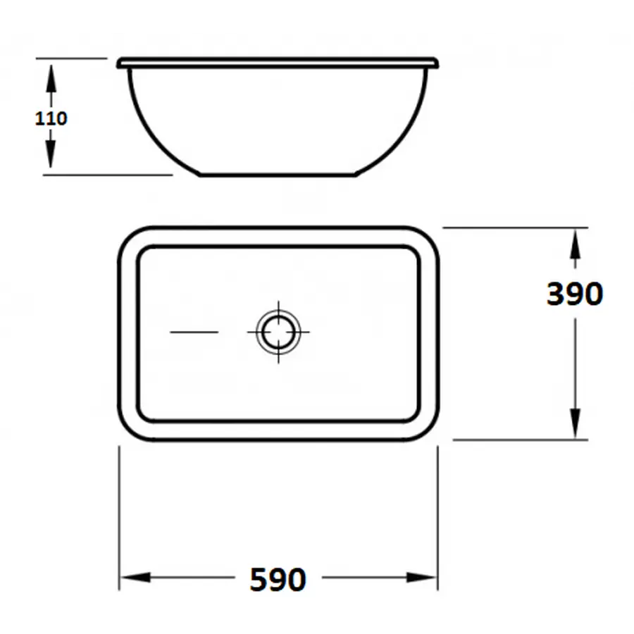 Умывальник врезной ADAMANT PLAIN 590Х390 BLACK
