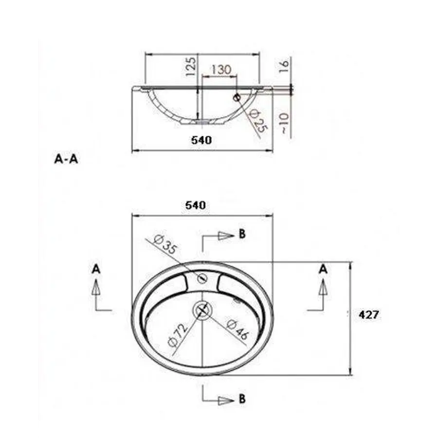 Умывальник врезной коричневый ADAMANT COMFY 540Х425 BROWN для ванной комнаты