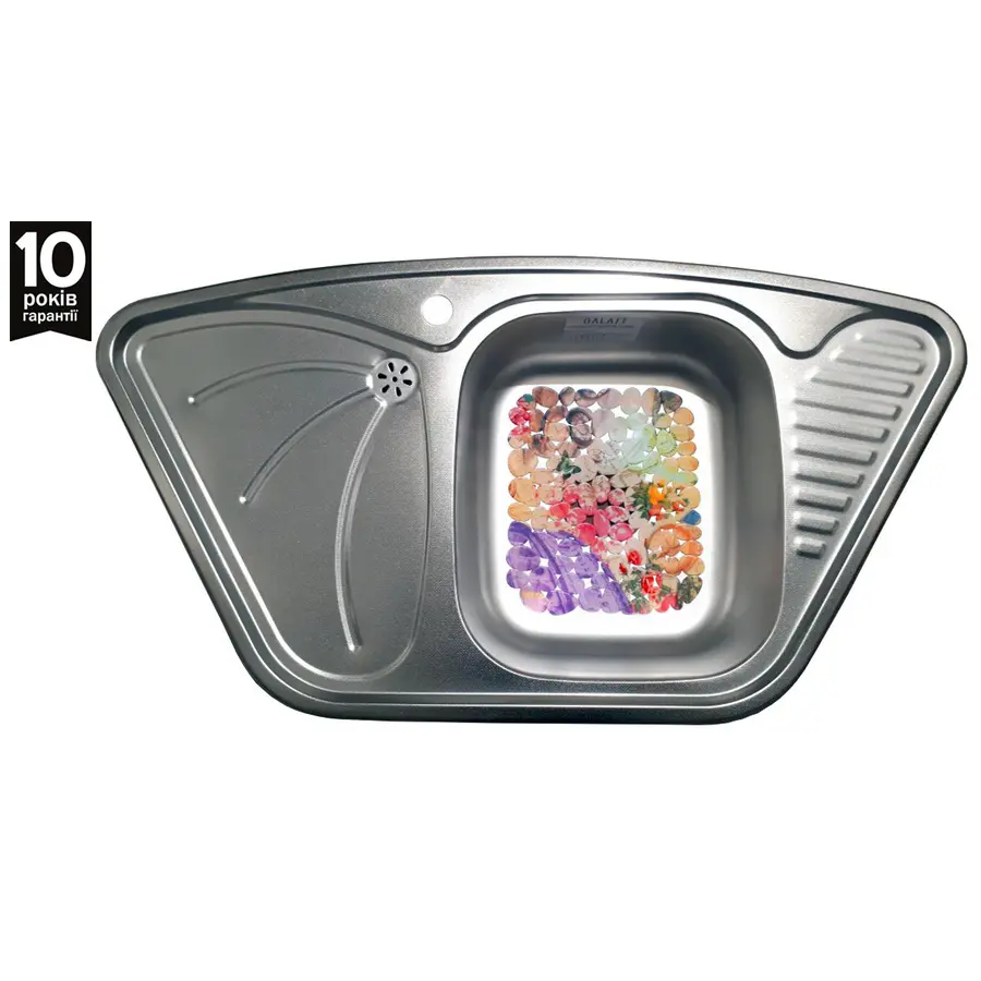 Кухонна мийка з нержавіючої сталі Galaţi Meduză Nova Textură 9550 декор