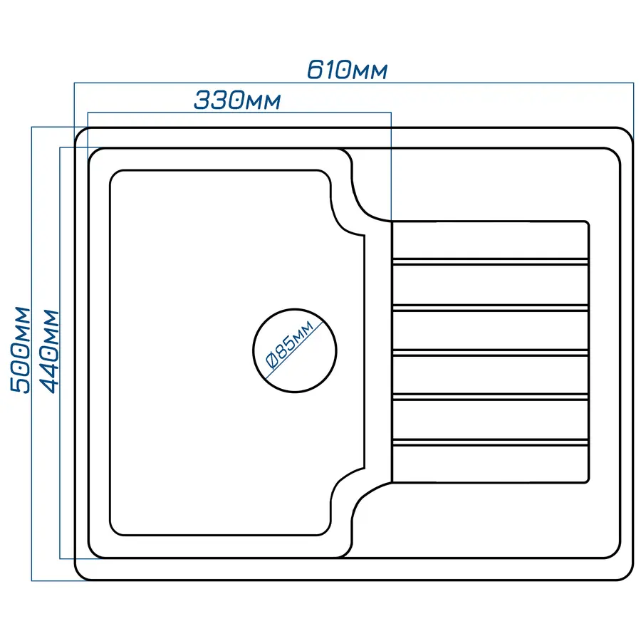 Кухонна мийка Galati Klasicky 61 Seda (602)