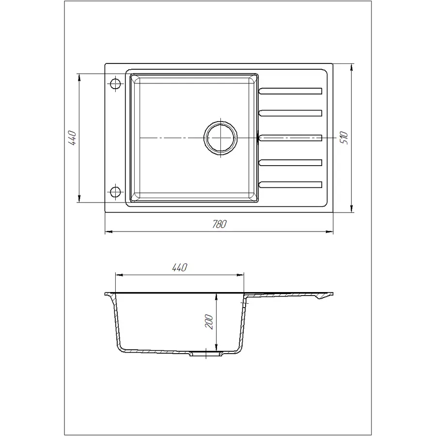 Кухонна мийка Galati Patrat 78 Antracit (901)