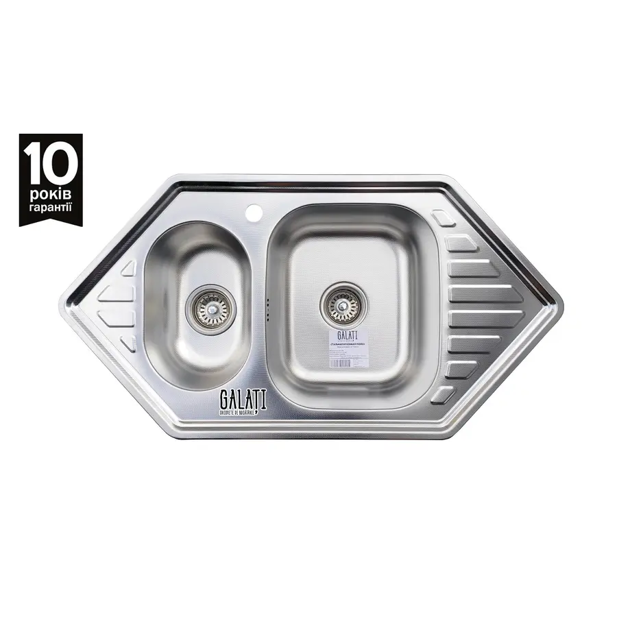 Кухонна мийка з нержавіючої сталі Galati Meduza 1.5C Textura декор