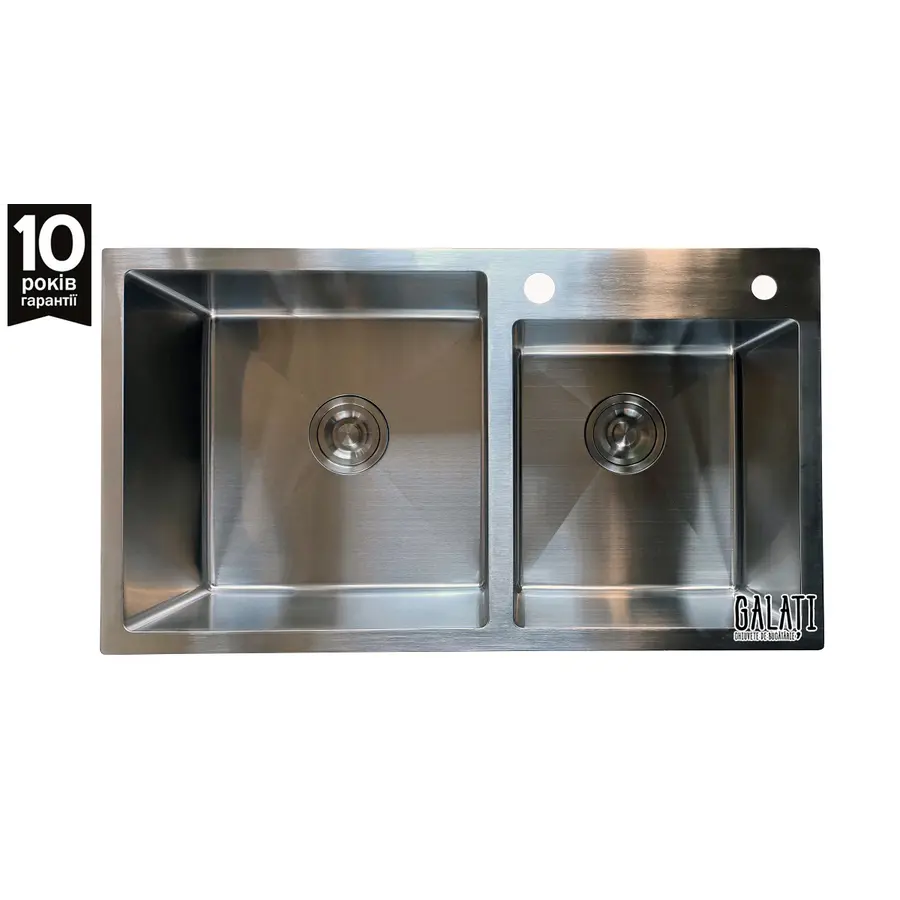 Кухонная мойка из нержавеющей стали Galaţi Arta U-750D 8045 с двумя чашами