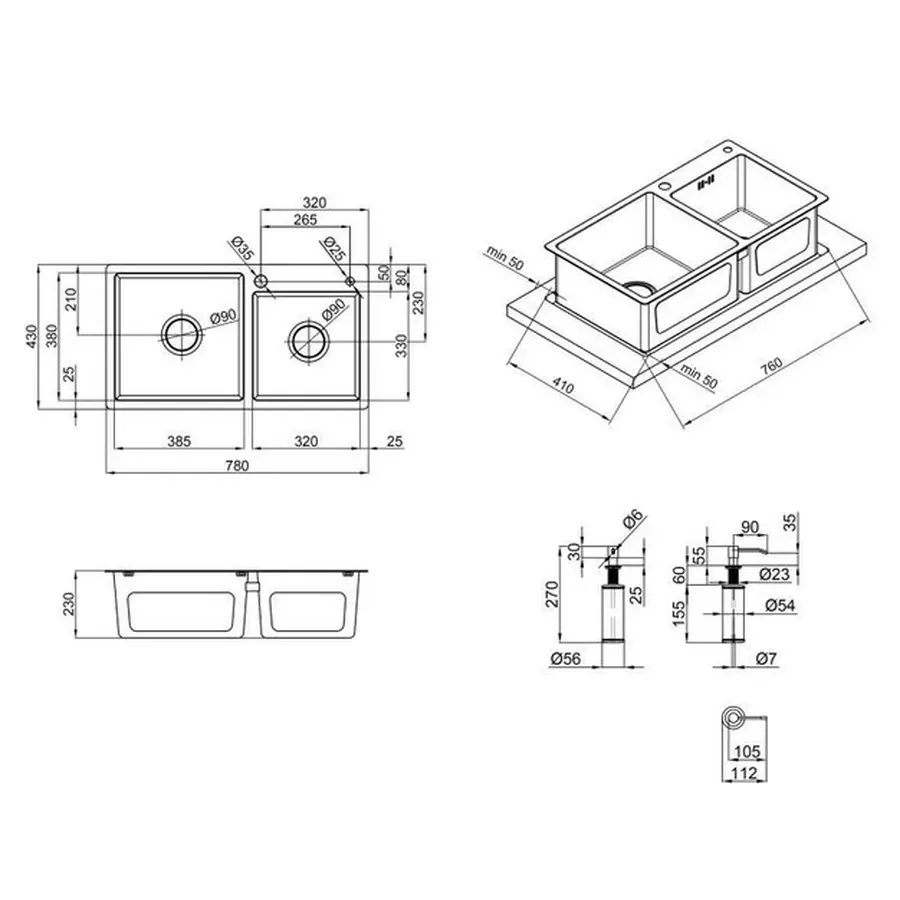 Кухонна мийка Romzha Arta U-730SDN