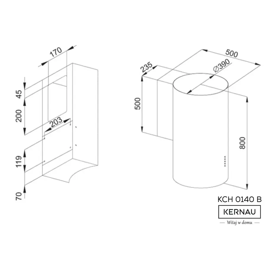 Витяжка KERNAU KCH 0140 B