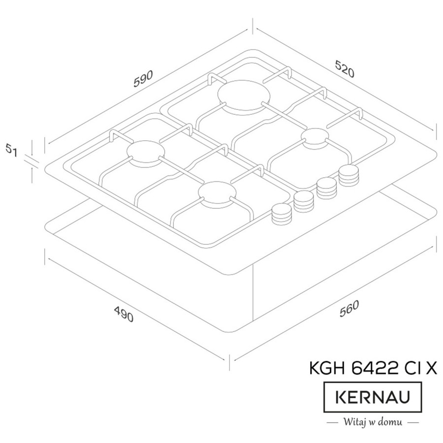 Варочная поверхность газовая KERNAU KGH 6422 CI X