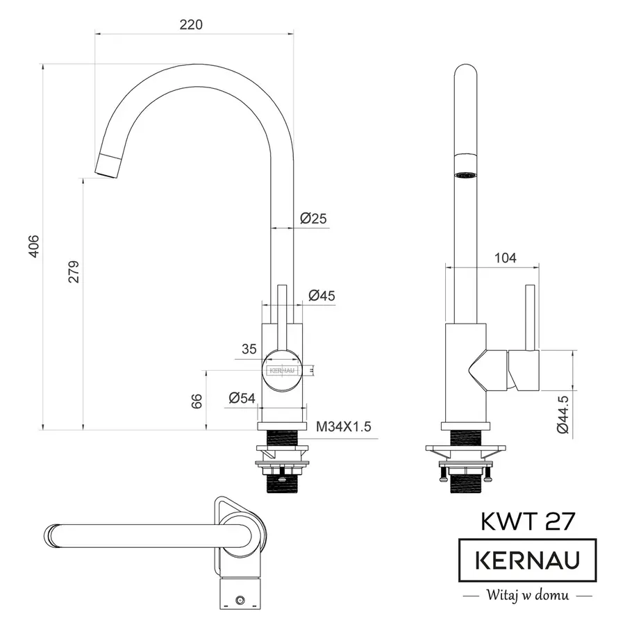 Смеситель кухоный KERNAU KWT 27 COPPER медный
