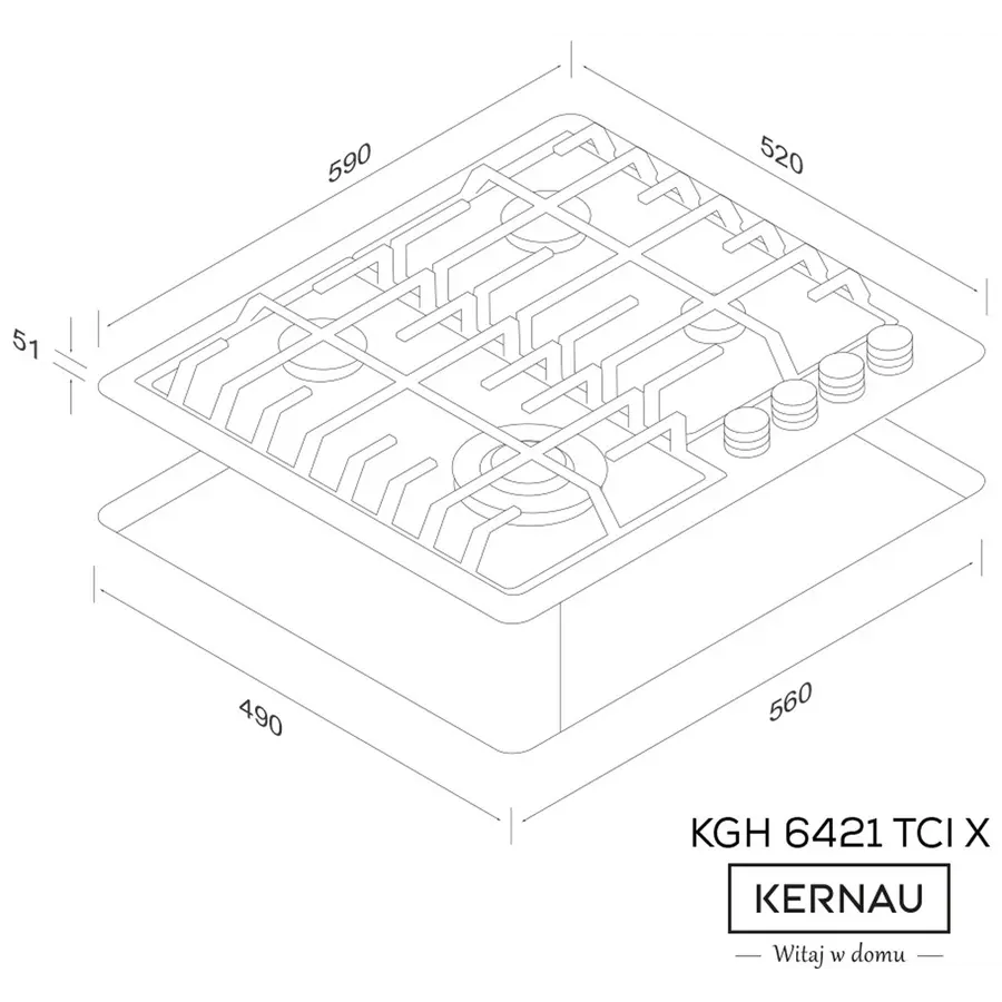 Варильна поверхня газова KERNAU KGH 6421 TC I X