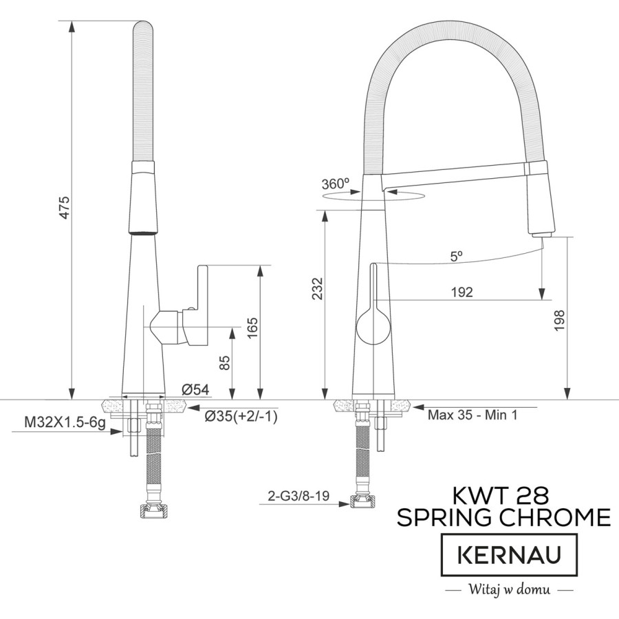 Смеситель кухонный KERNAU KWT 28 SPRING CHROME