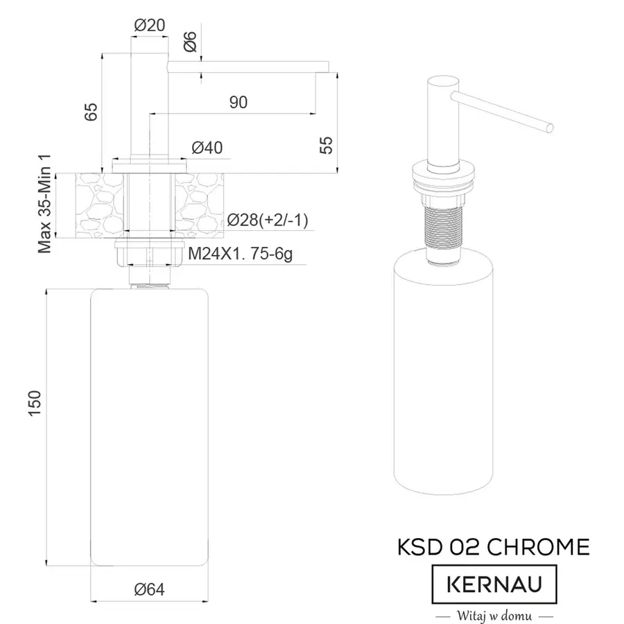 Дозатор для миючого засобу KERNAU KSD 02 CHROME хром