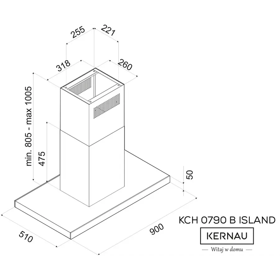 Витяжка KERNAU KCH 0790 B ISLAND