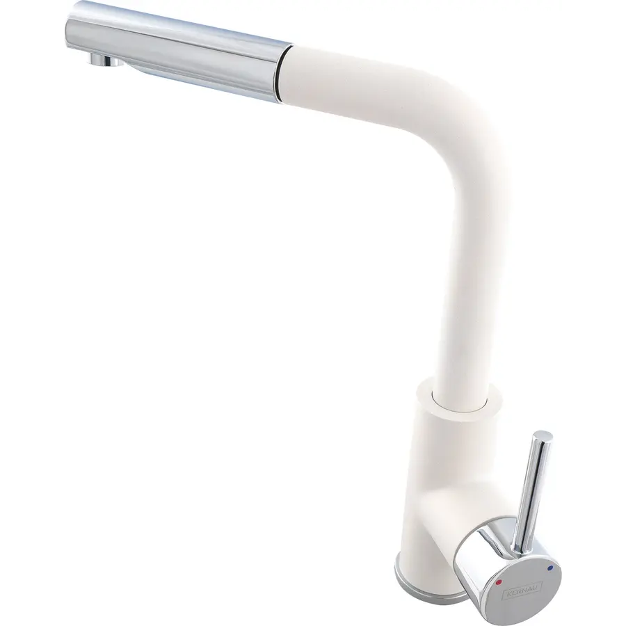Смеситель кухонный KERNAU KWT 06A PO PURE WHITE с вытяжным носиком