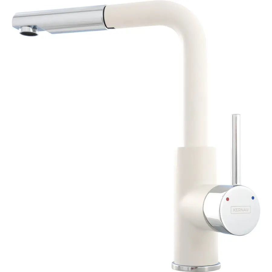 Смеситель кухонный KERNAU KWT 06A PO PURE WHITE с вытяжным носиком