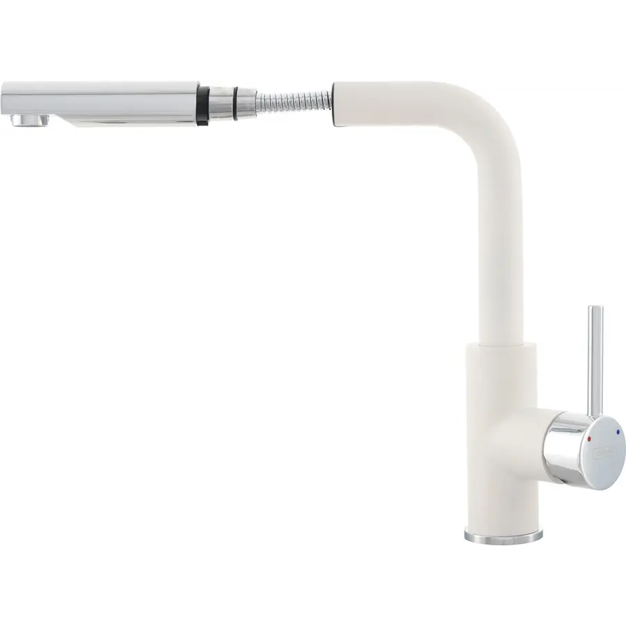 Смеситель кухонный KERNAU KWT 06A PO PURE WHITE с вытяжным носиком