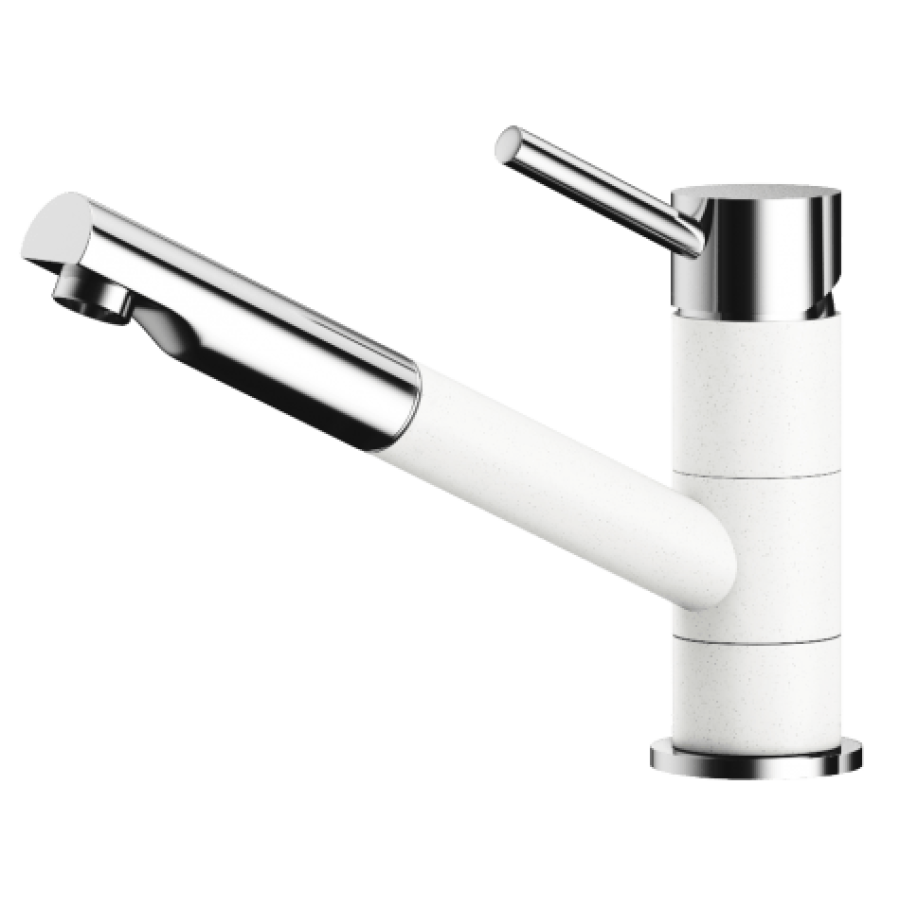 Смеситель кухонный KERNAU KWT 05 PO WHITE/CHROME с вытяжным носиком