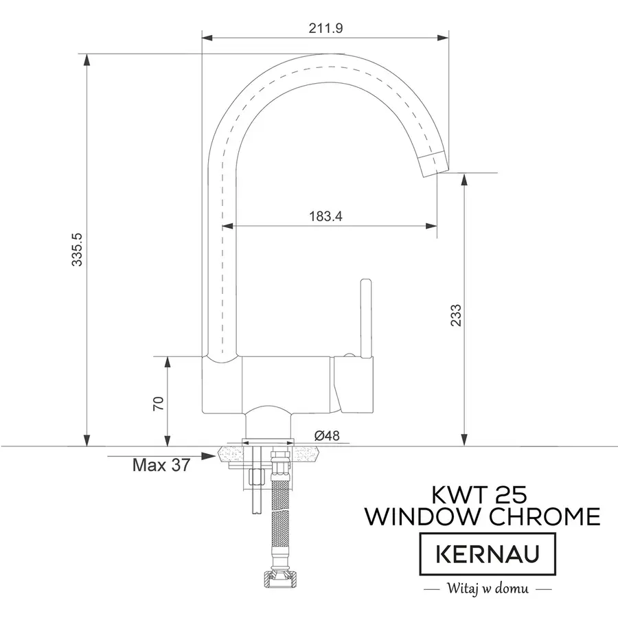 Смеситель кухонный KERNAU KWT 25 WINDOW CHROME