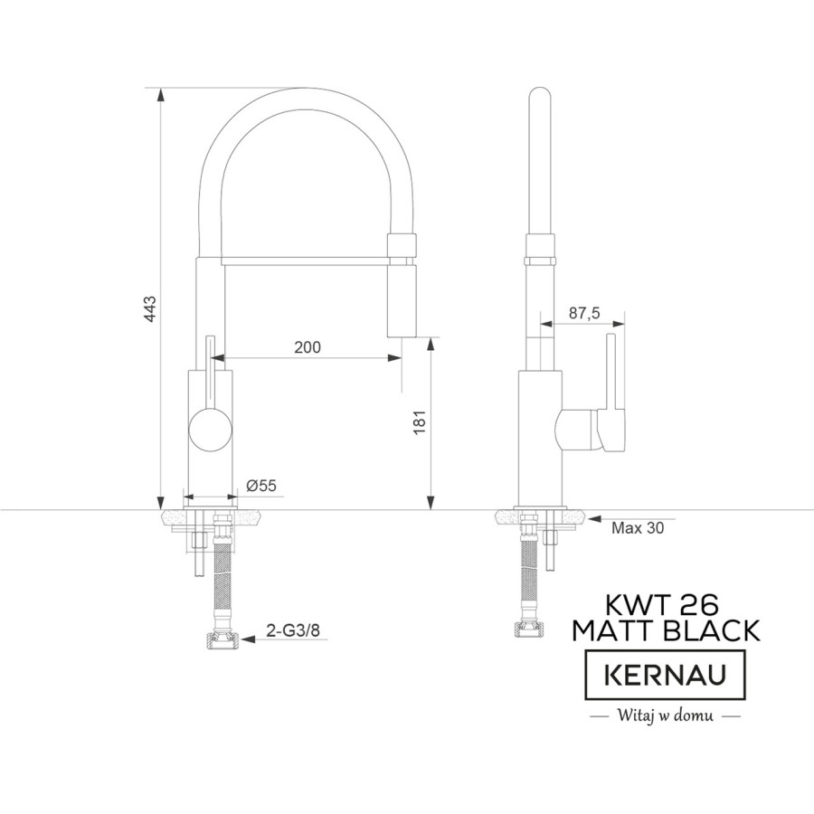 Смеситель кухоный KERNAU KWT 26 MATT BLACK