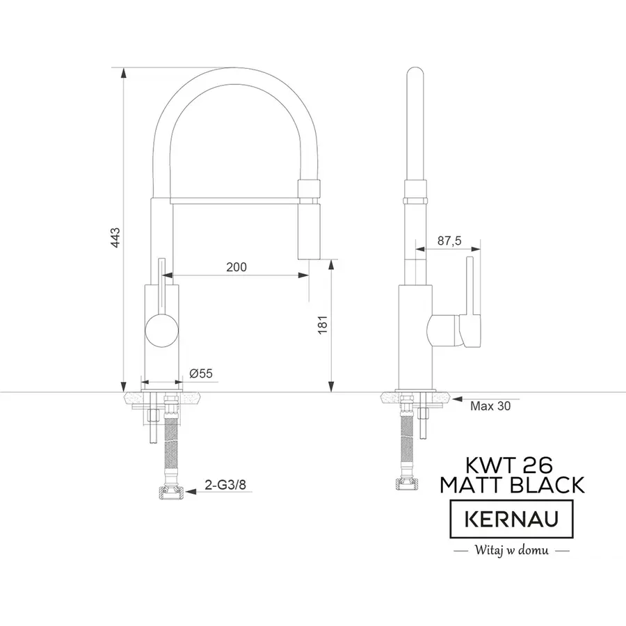 Смеситель кухоный KERNAU KWT 26 MATT BLACK