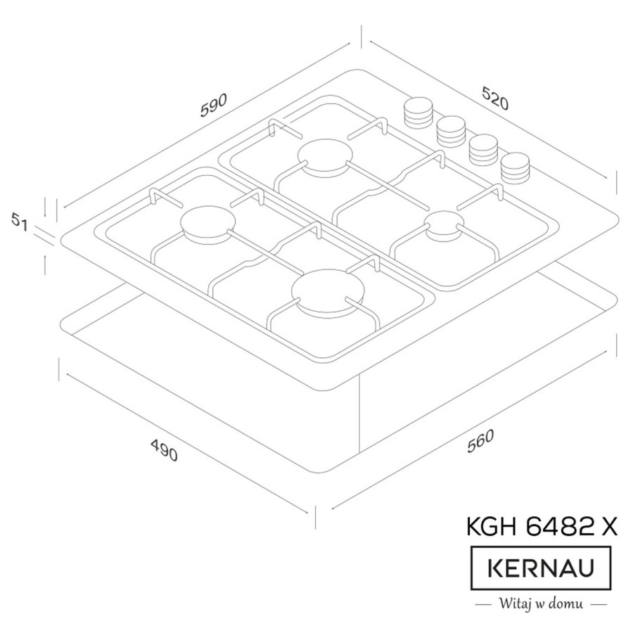 Варочная поверхность газовая KERNAU KGH 6482 X