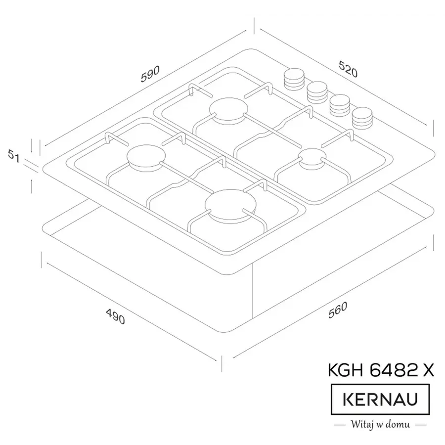 Варочная поверхность газовая KERNAU KGH 6482 X