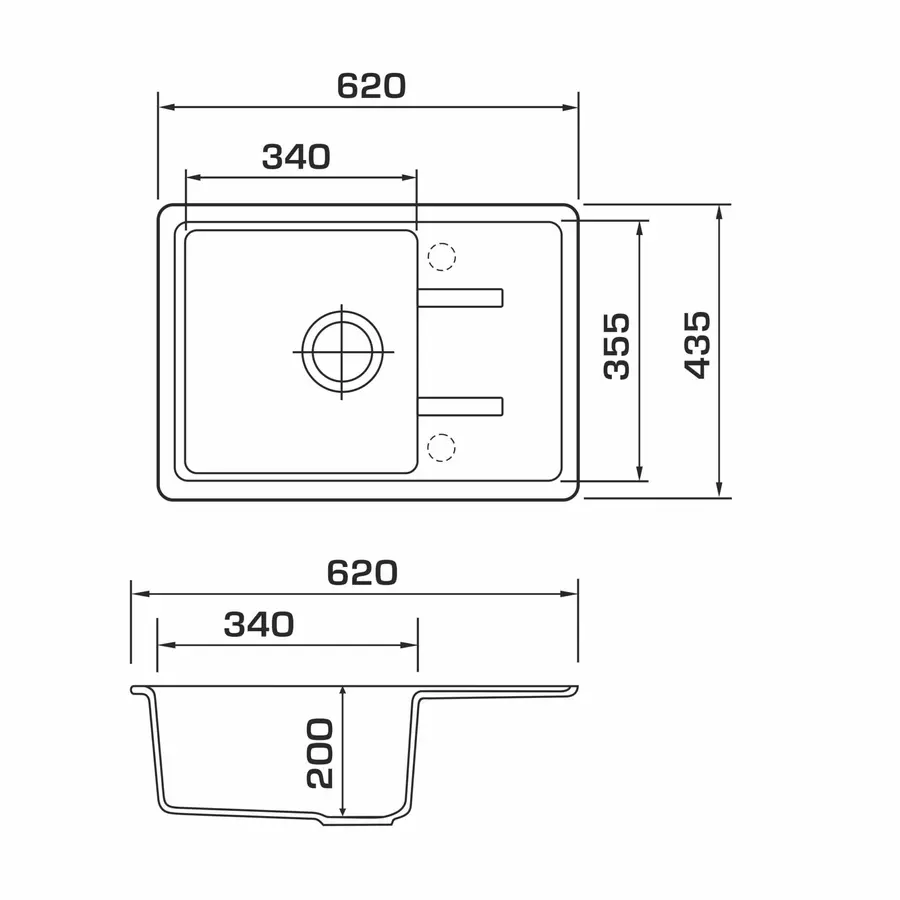 Кухонна гранітна мийка GRANADO Palma Black shine