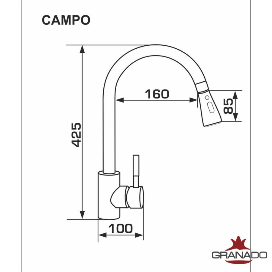 Кухонний змішувач сталевий GRANADO Campo Inox