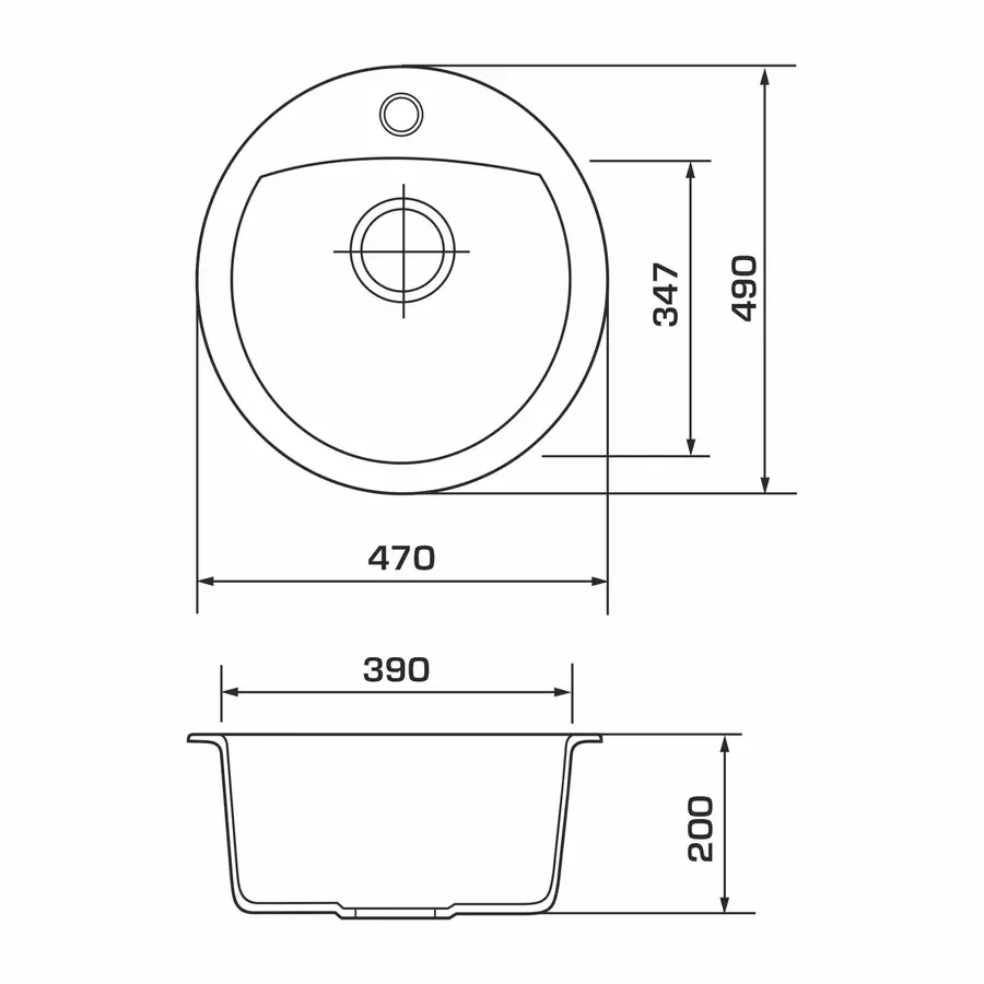 Кухонна гранітна мийка GRANADO Ronda Black shine