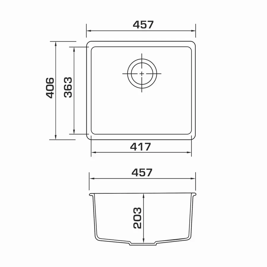 Кухонна гранітна мийка GRANADO Under top Grafito