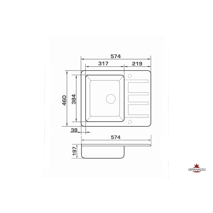 Кухонна гранітна мийка GRANADO Alanis Marron