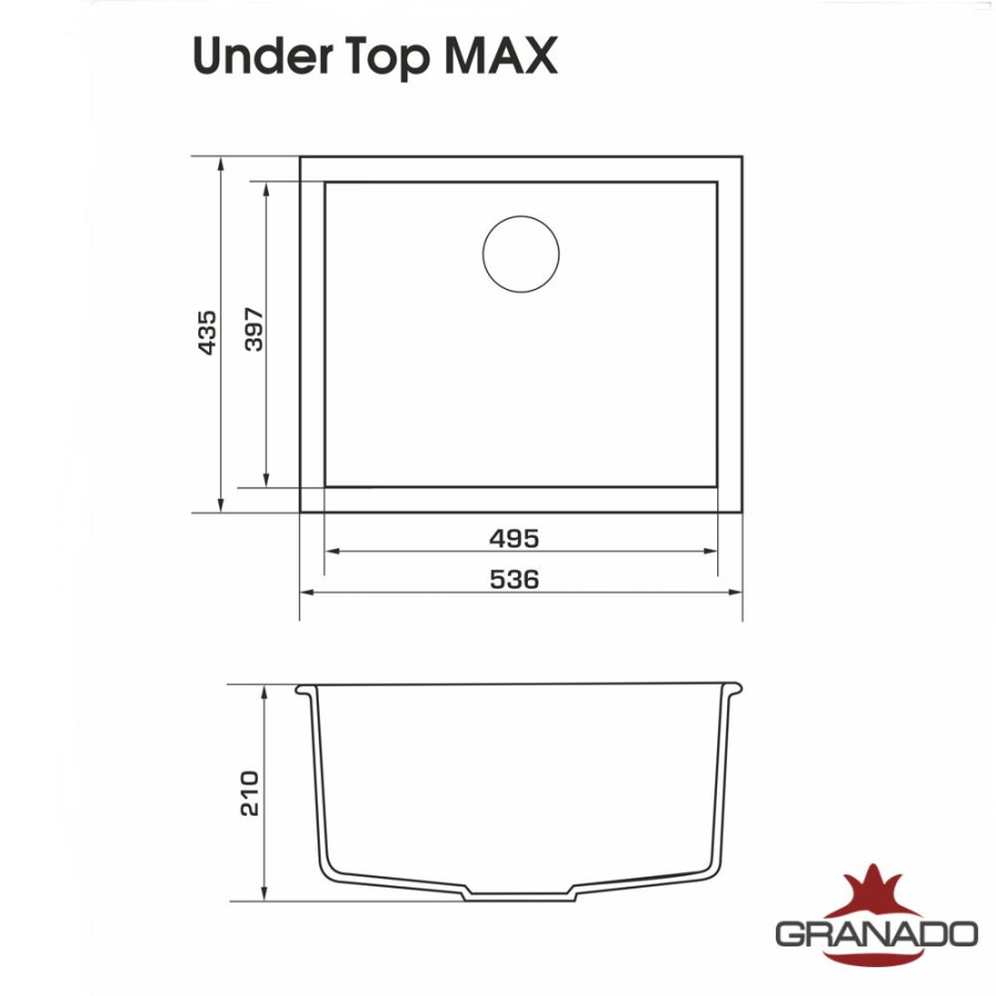 Кухонна гранітна мийка GRANADO Under top Max Grafito