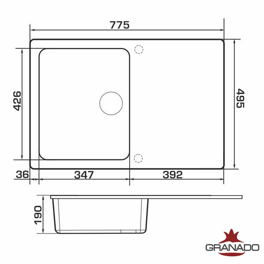 Кухонная гранитная мойка GRANADO Vigo Grafito