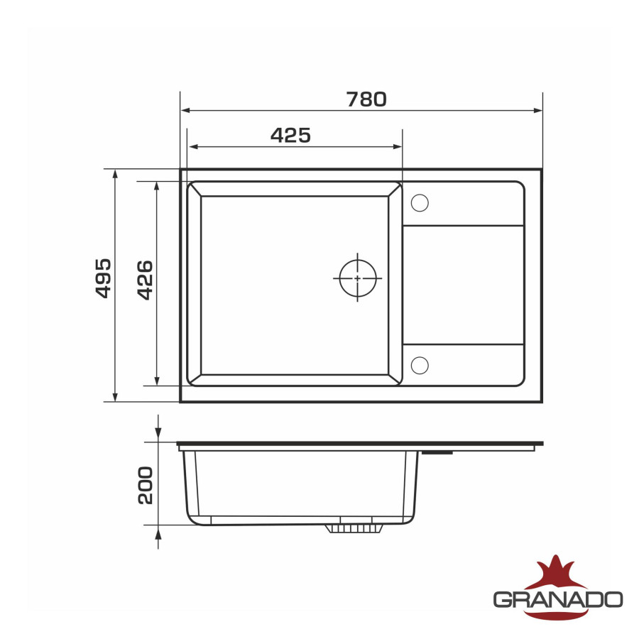 Кухонна гранітна мийка GRANADO Alicante Black shine
