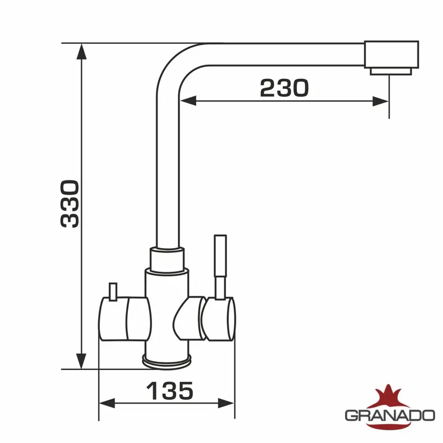 Смеситель кухонный GRANADO Badalona Inox под осмос