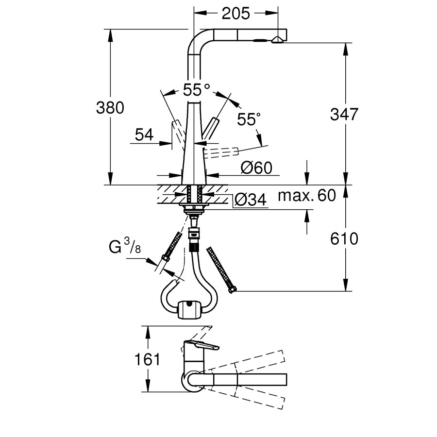 Смеситель для кухни с выдвижным изливом Grohe Zedra (32553002)