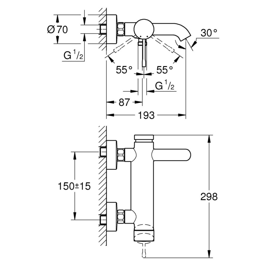 Смеситель для ванны Grohe Essence New (33624001)