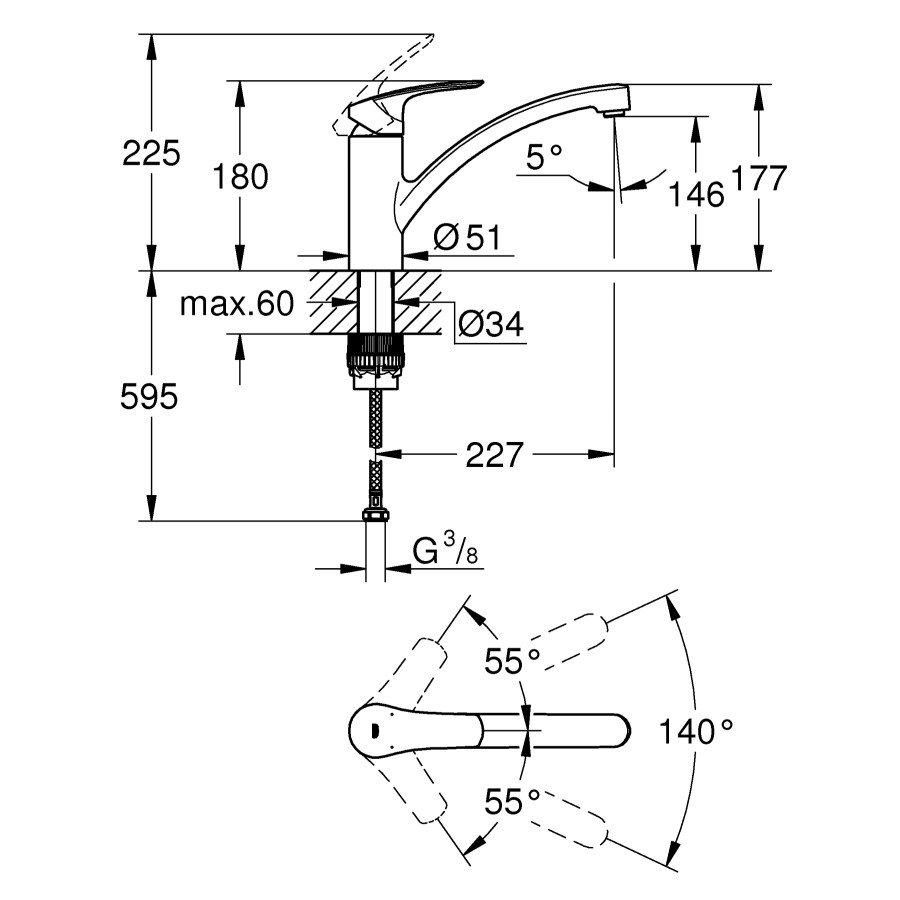 Смеситель для кухни Grohe Eurosmart New (33281003)