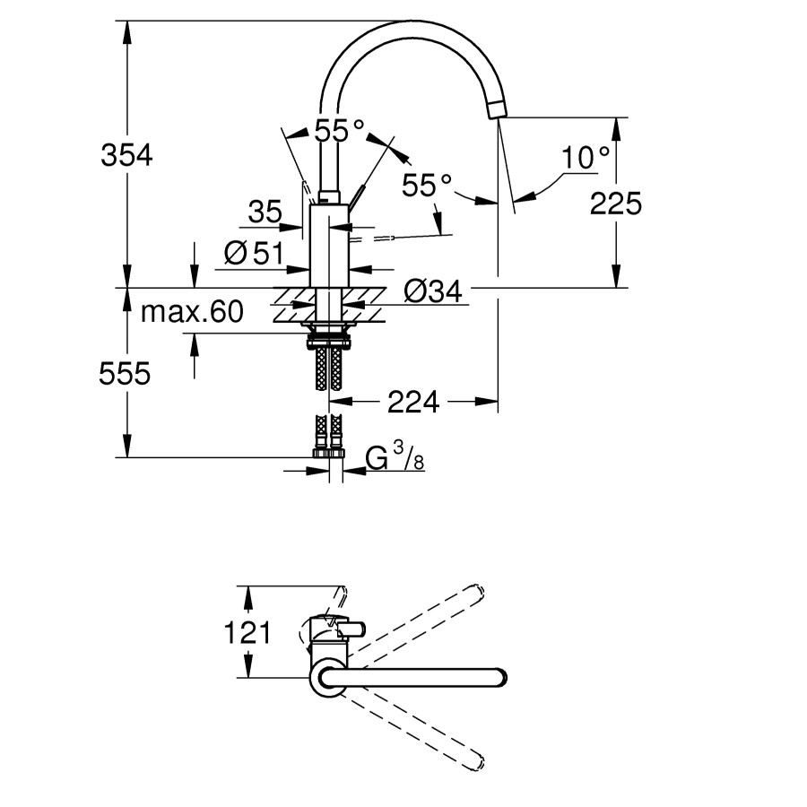 Смеситель для кухни Grohe Eurosmart Cosmopolitan (32843DC2)