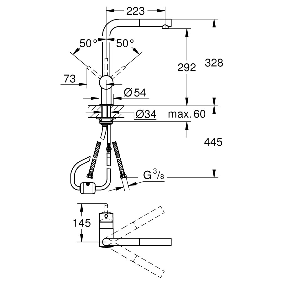 Смеситель для кухни с выдвижным изливом Grohe Minta (32168000)